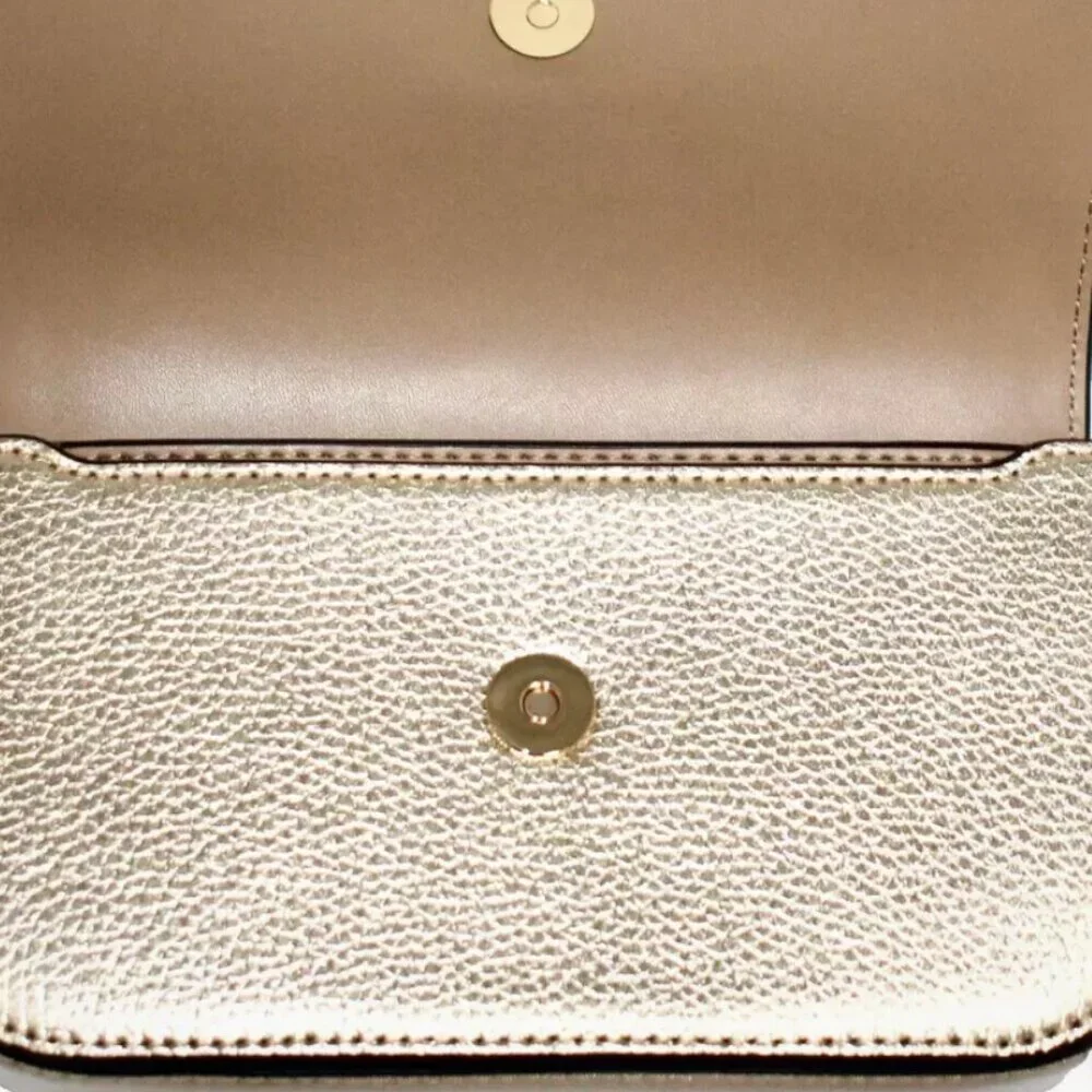 NWT Michael Kors Jet Set Travel Small Metallic Leather Crossbody - GOLD - Picture 7 of 12